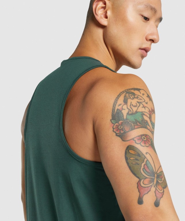 Gymshark Critical 2.0 Men's Tank Tops Dark Green | UAE-26LMRA