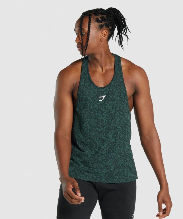 Gymshark Critical 2.0 Men\'s Tank Tops Dark Green | UAE-67YINK