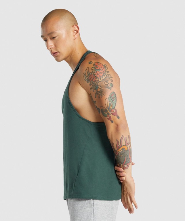 Gymshark Critical 2.0 Men's Tank Tops Dark Green | UAE-73QWUR