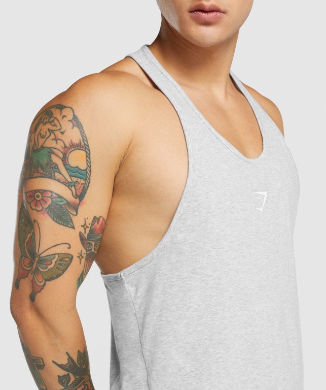 Gymshark Critical 2.0 Men's Tank Tops Light Grey | UAE-69OALJ