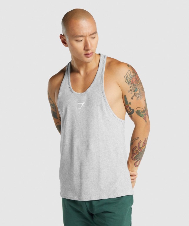 Gymshark Critical 2.0 Men\'s Tank Tops Light Grey | UAE-69OALJ