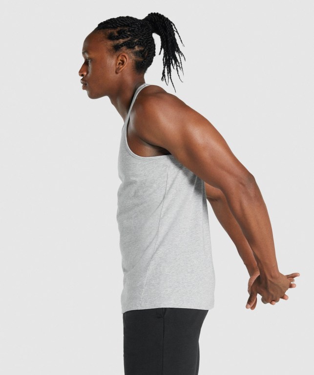 Gymshark Critical 2.0 Men's Tank Tops Light Grey | UAE-84AOKD