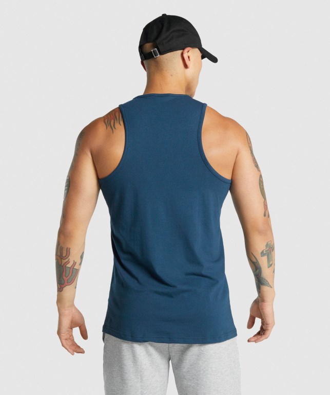 Gymshark Critical 2.0 Men's Tank Tops Navy | UAE-51MWQS