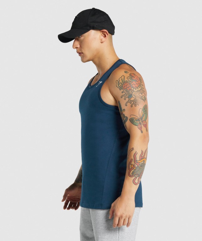 Gymshark Critical 2.0 Men's Tank Tops Navy | UAE-51MWQS