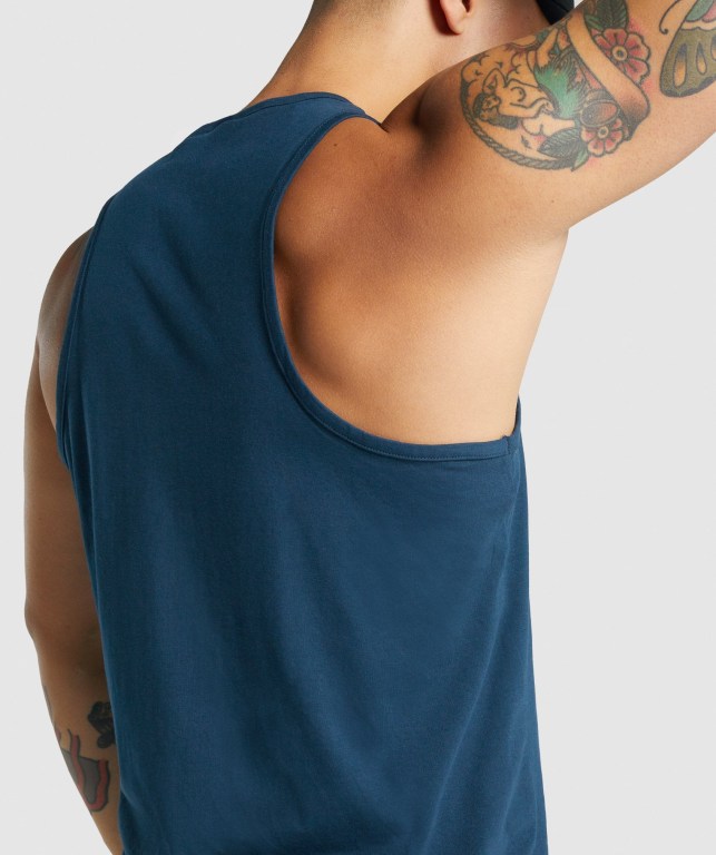 Gymshark Critical 2.0 Men's Tank Tops Navy | UAE-51MWQS