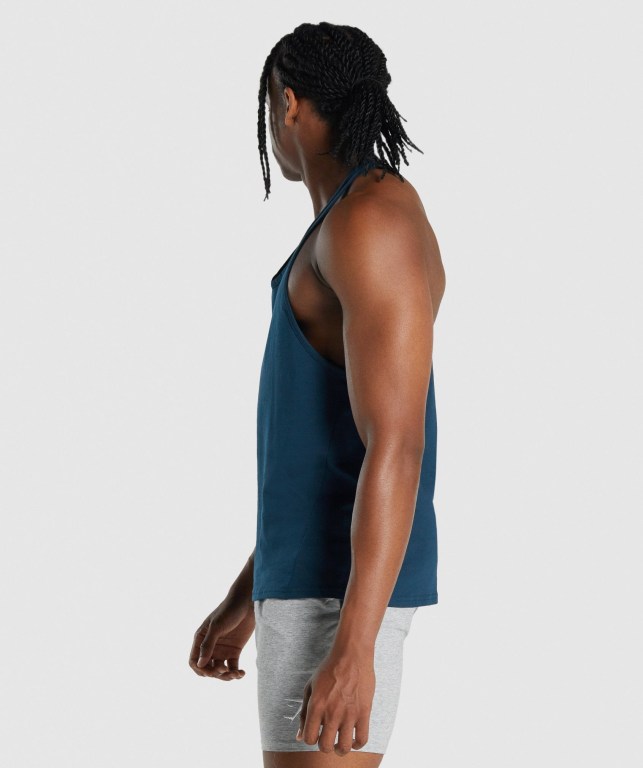 Gymshark Critical 2.0 Men's Tank Tops Navy | UAE-76HPOS