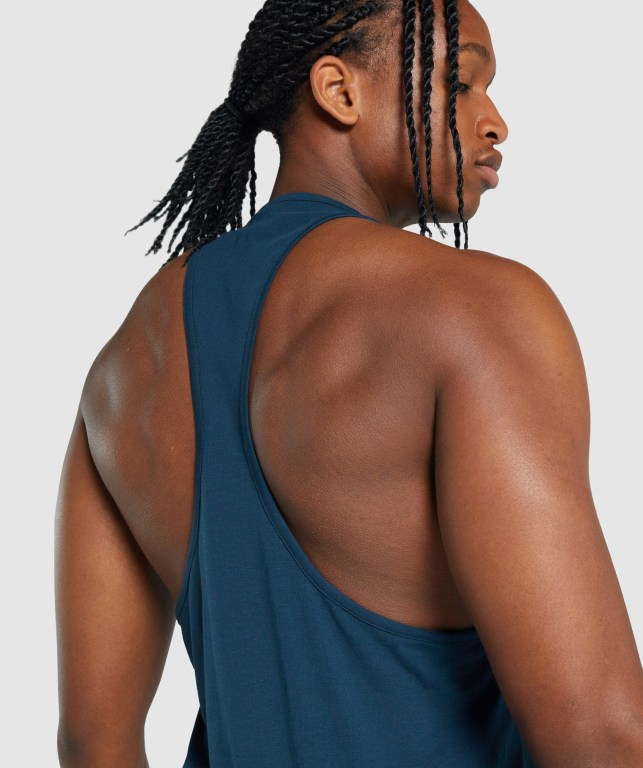 Gymshark Critical 2.0 Men's Tank Tops Navy | UAE-76HPOS