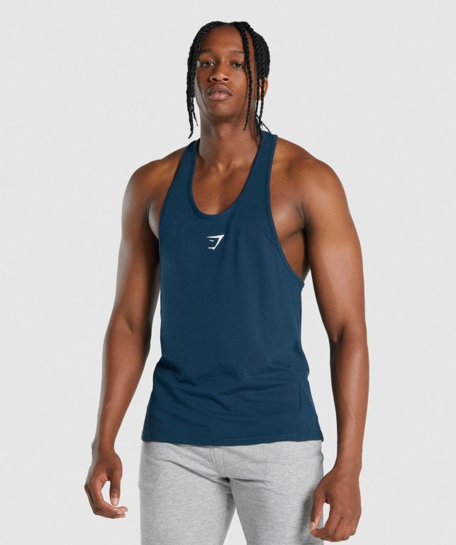 Gymshark Critical 2.0 Men\'s Tank Tops Navy | UAE-76HPOS