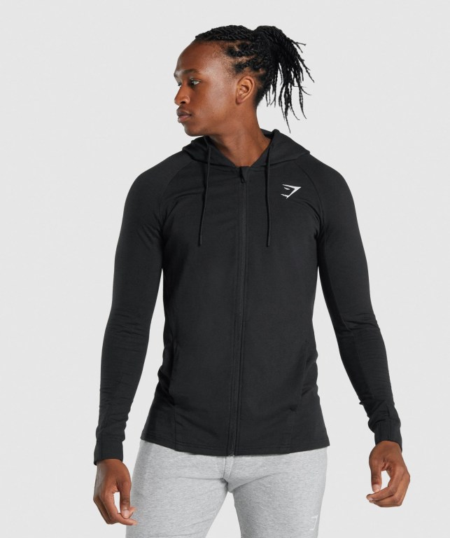 Gymshark Critical 2.0 Zip Up Men\'s Hoodies Black | UAE-15MEUL