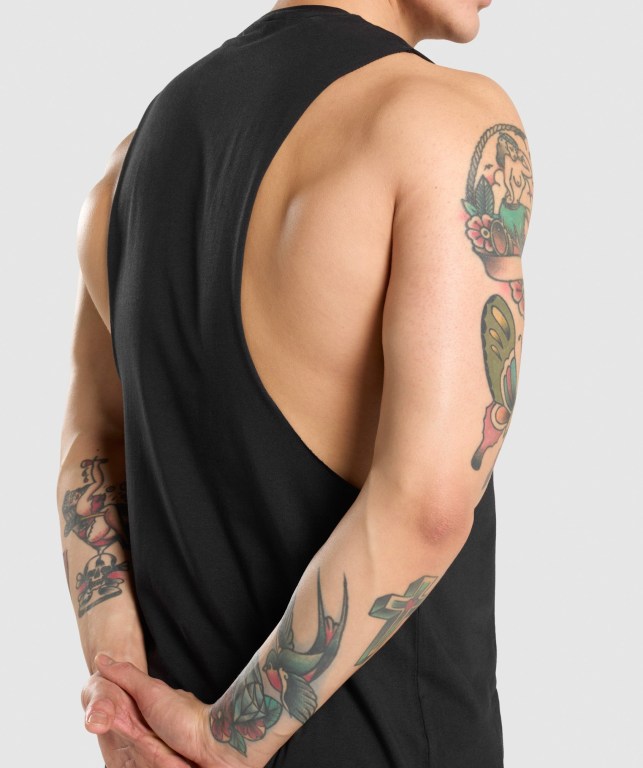 Gymshark Critical Drop Arm Men's Tank Tops Black | UAE-29MQRG