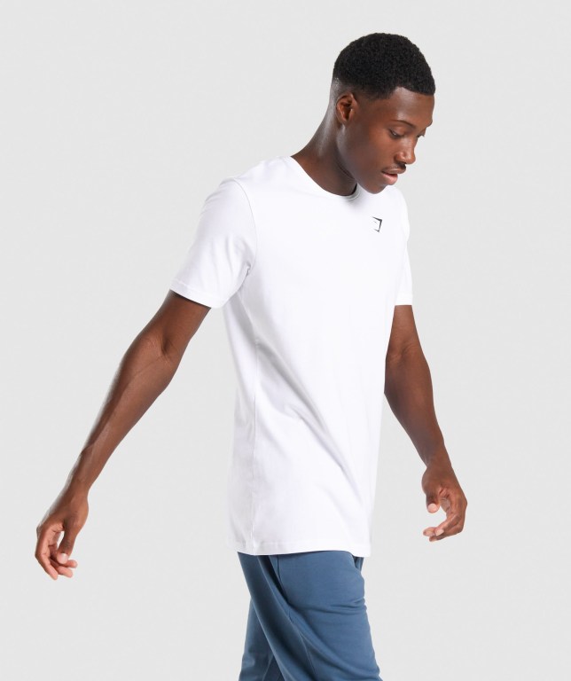 Gymshark Critical Men's T Shirts White | UAE-94BAIT