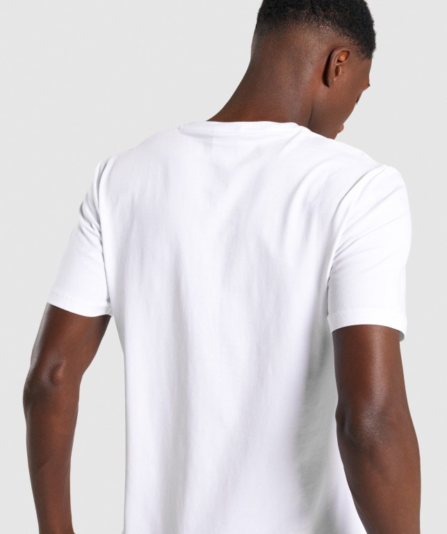 Gymshark Critical Men's T Shirts White | UAE-94BAIT