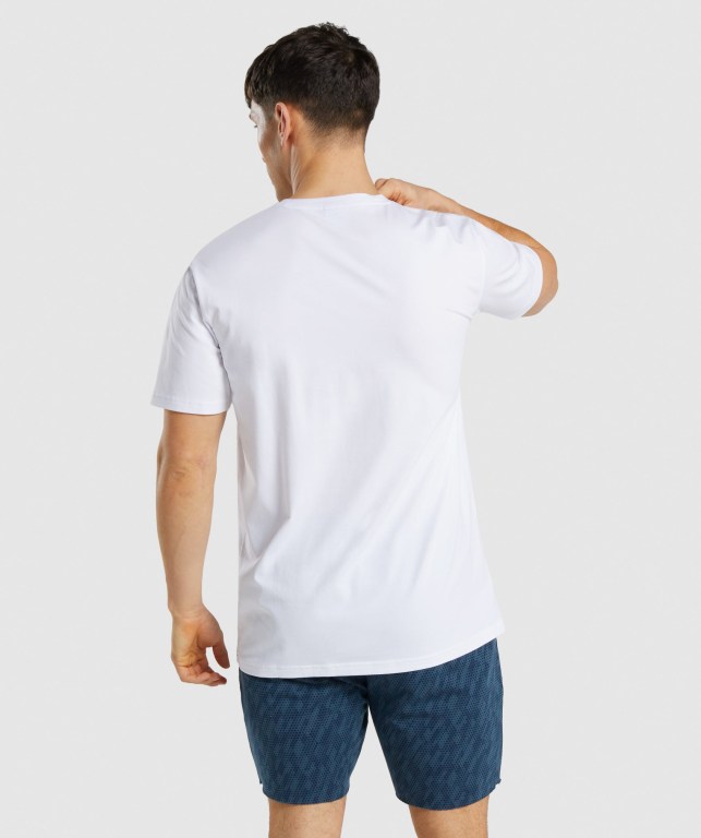 Gymshark Critical Regular Fit Men's T Shirts White | UAE-28WXLC