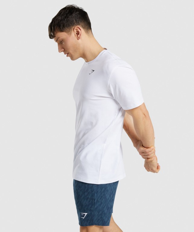 Gymshark Critical Regular Fit Men's T Shirts White | UAE-28WXLC