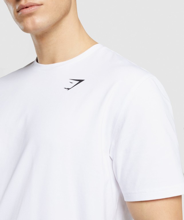 Gymshark Critical Regular Fit Men's T Shirts White | UAE-28WXLC