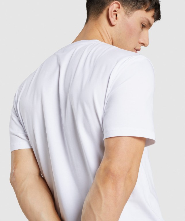 Gymshark Critical Regular Fit Men's T Shirts White | UAE-28WXLC