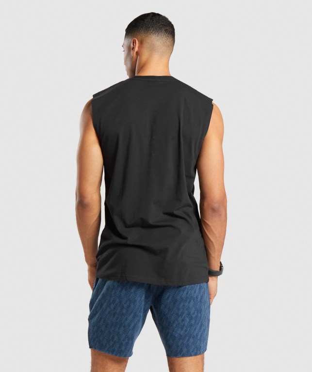 Gymshark Critical Sleeveless Men's Tank Tops Black | UAE-37EGDT