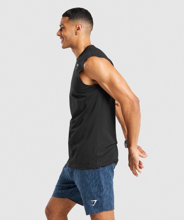 Gymshark Critical Sleeveless Men's Tank Tops Black | UAE-37EGDT