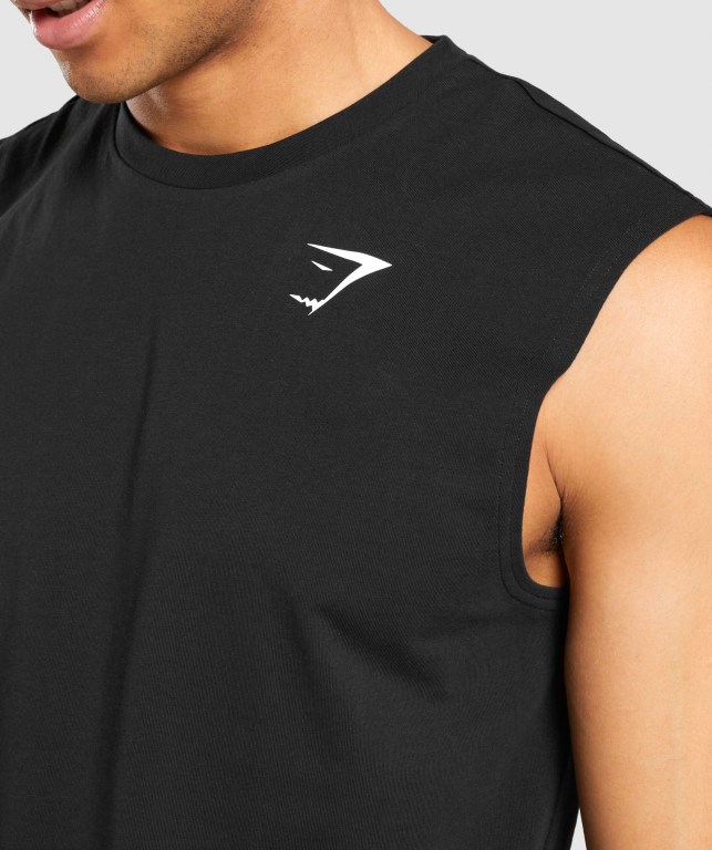 Gymshark Critical Sleeveless Men's Tank Tops Black | UAE-37EGDT