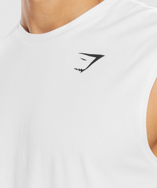 Gymshark Critical Sleeveless Men's Tank Tops White | UAE-40RJCE