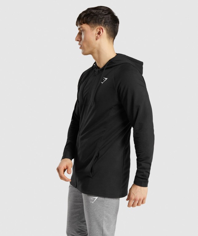 Gymshark Critical Zip Men's Hoodies Black | UAE-38JBWM