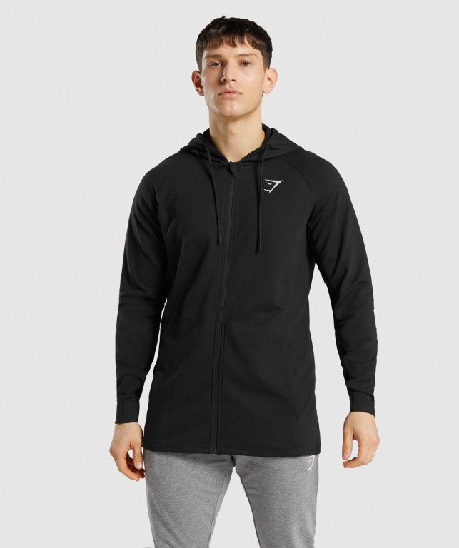 Gymshark Critical Zip Men\'s Hoodies Black | UAE-38JBWM