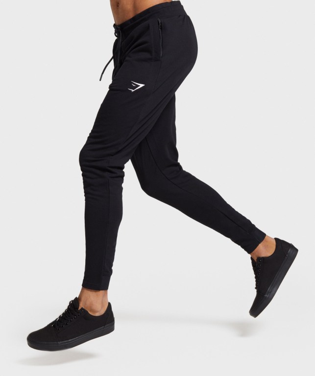 Gymshark Critical Zip Men's Joggers Black | UAE-34NGLE