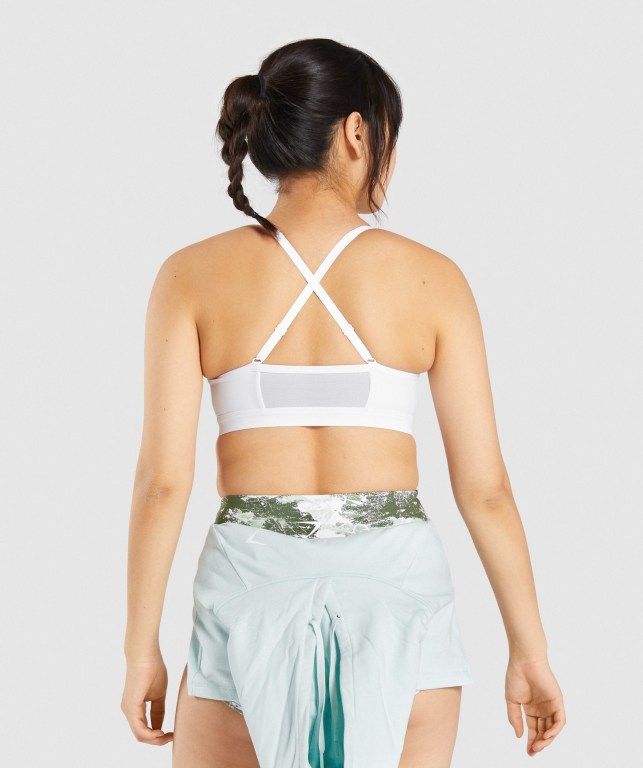 Gymshark DNU Women's Sports Bra White | UAE-76TFDO