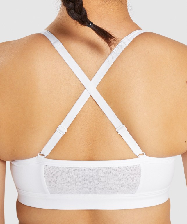 Gymshark DNU Women's Sports Bra White | UAE-76TFDO