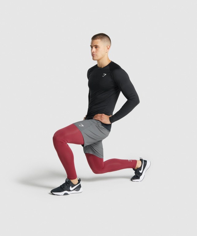 Gymshark Element Baselayer Men's Joggers Burgundy | UAE-13DBUV