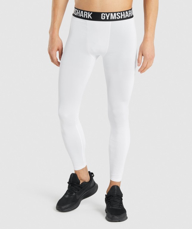 Gymshark Element Baselayer Men\'s Joggers White | UAE-94QEWC