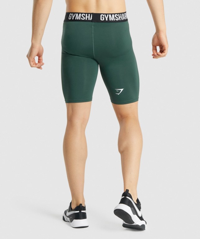 Gymshark Element Baselayer Men's Shorts Dark Green | UAE-07SGBE