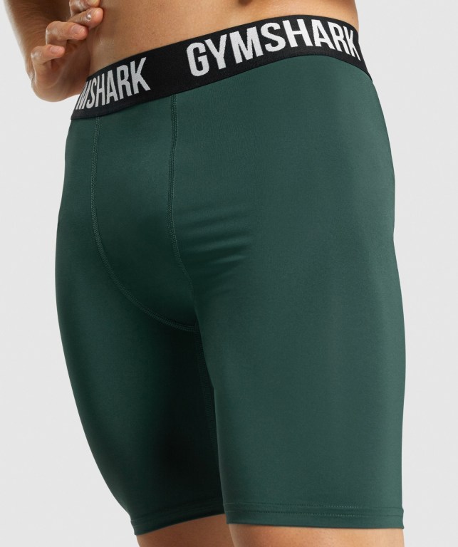 Gymshark Element Baselayer Men's Shorts Dark Green | UAE-07SGBE