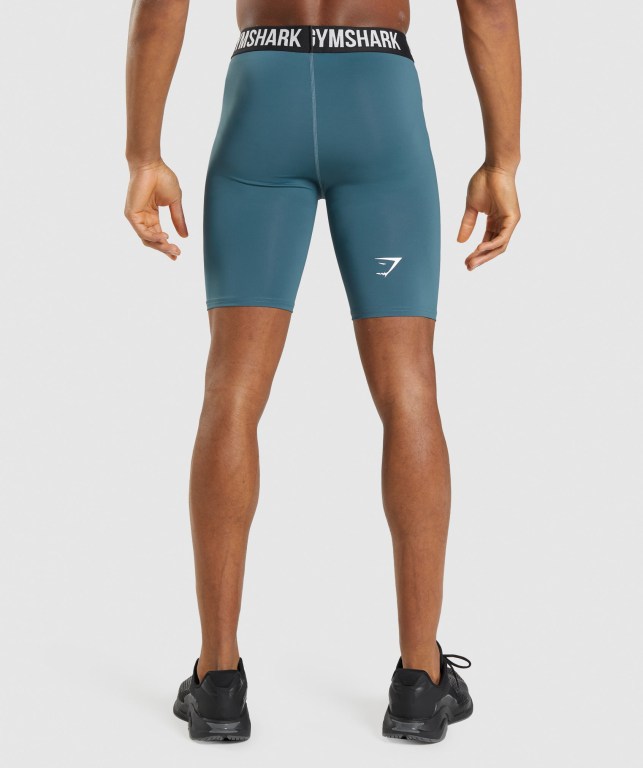 Gymshark Element Baselayer Men's Shorts Turquoise | UAE-18UDAQ