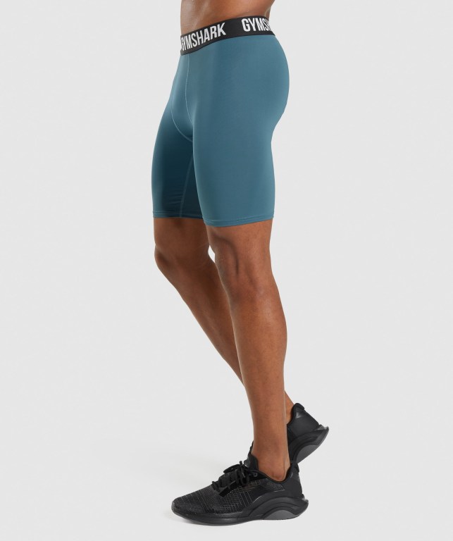 Gymshark Element Baselayer Men's Shorts Turquoise | UAE-18UDAQ