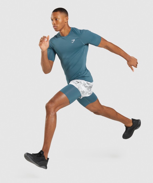 Gymshark Element Baselayer Men's Shorts Turquoise | UAE-18UDAQ