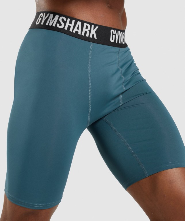 Gymshark Element Baselayer Men's Shorts Turquoise | UAE-18UDAQ