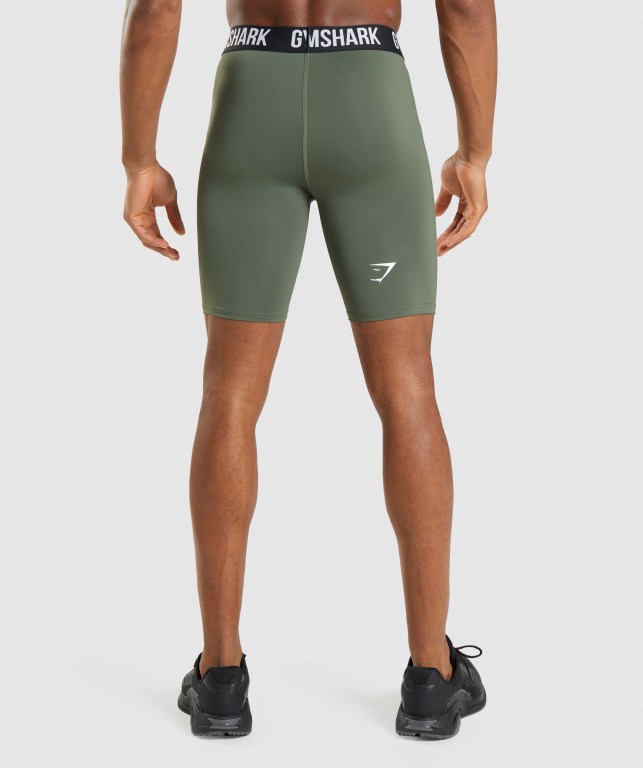 Gymshark Element Baselayer Men's Shorts Olive | UAE-34IKBC