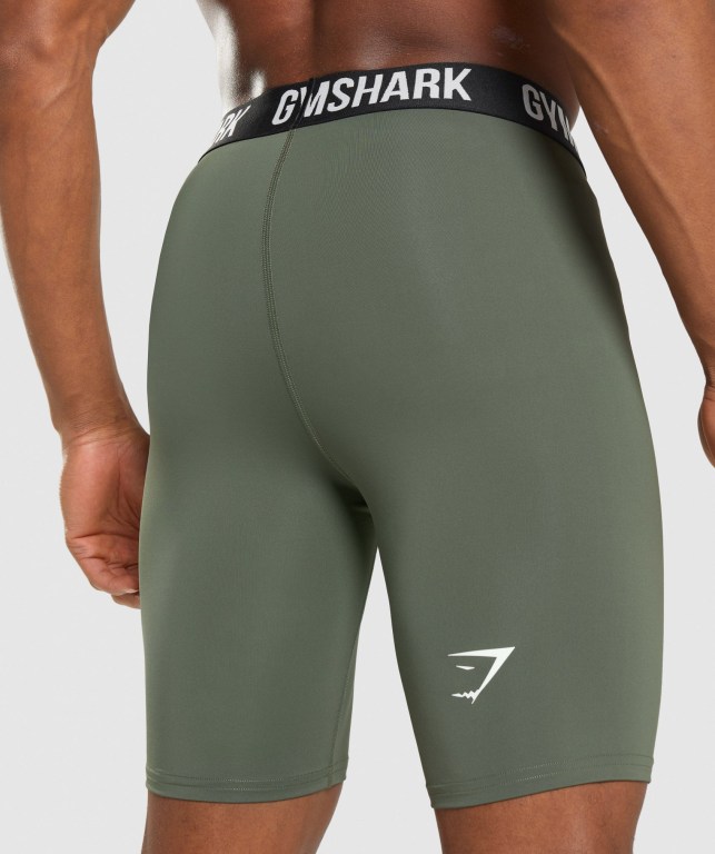 Gymshark Element Baselayer Men's Shorts Olive | UAE-34IKBC