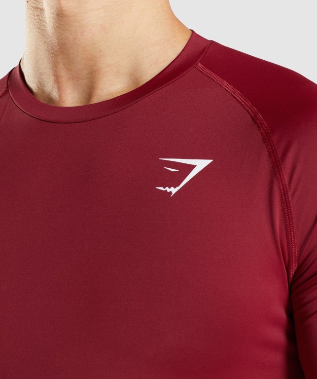 Gymshark Element Baselayer Men's T Shirts Burgundy | UAE-28LDHG