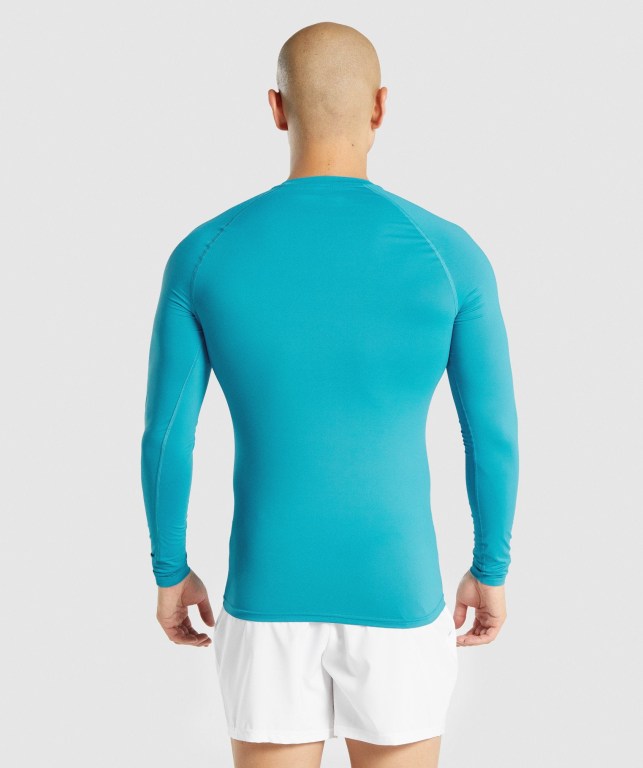 Gymshark Element Baselayer Men's T Shirts Blue | UAE-47JBGN