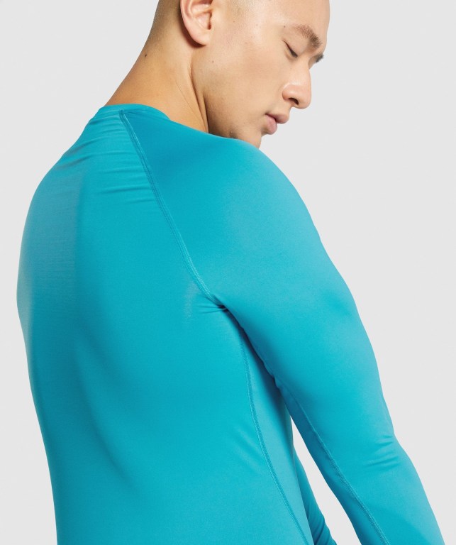 Gymshark Element Baselayer Men's T Shirts Blue | UAE-47JBGN