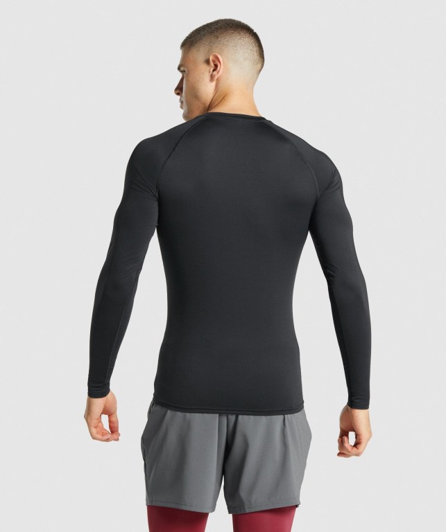 Gymshark Element Baselayer Men's T Shirts Black | UAE-57CILA