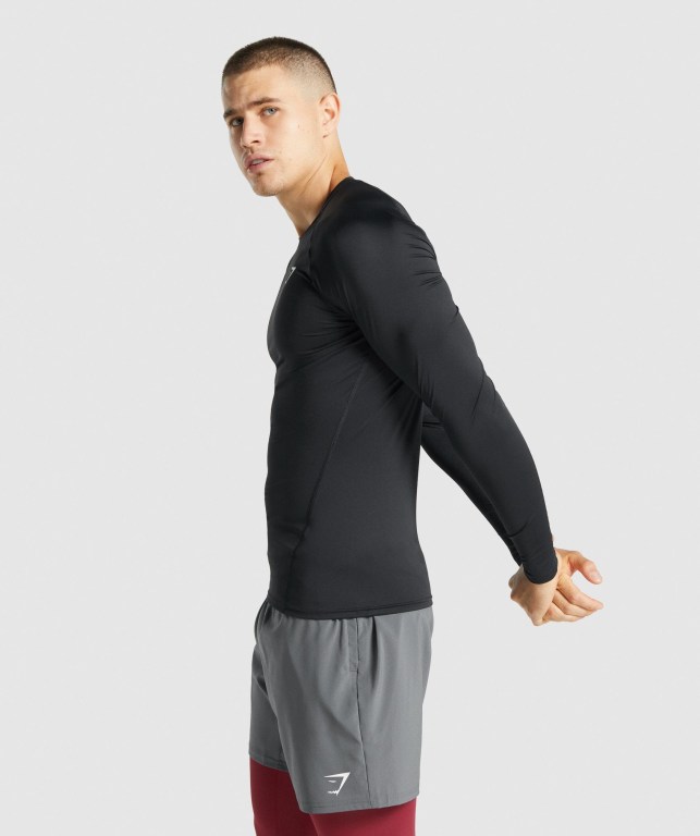 Gymshark Element Baselayer Men's T Shirts Black | UAE-57CILA