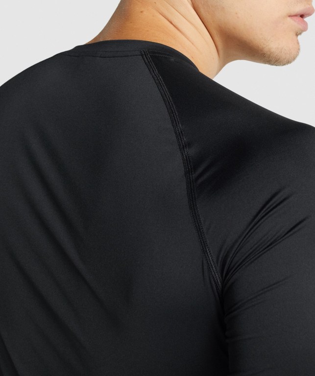 Gymshark Element Baselayer Men's T Shirts Black | UAE-57CILA