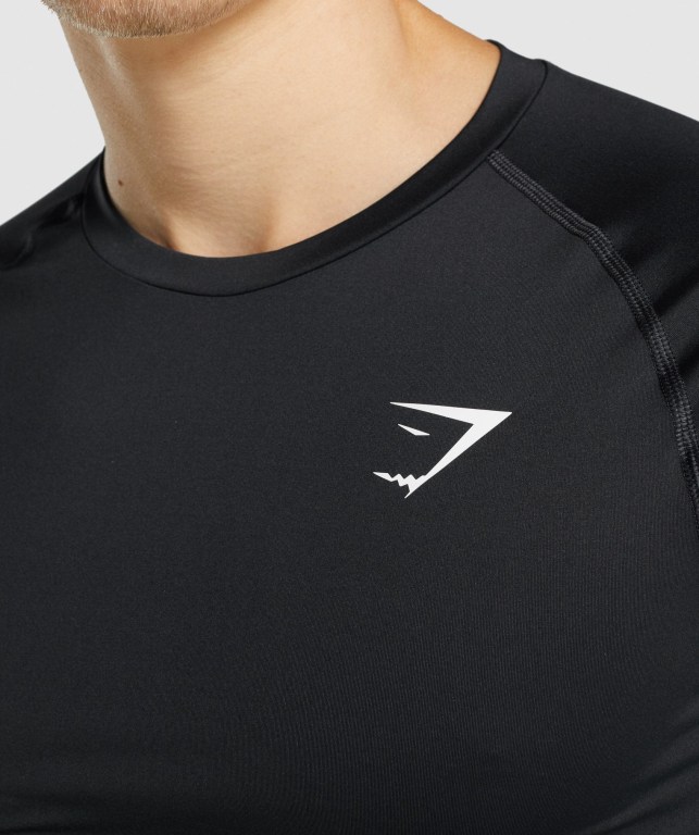 Gymshark Element Baselayer Men's T Shirts Black | UAE-57CILA