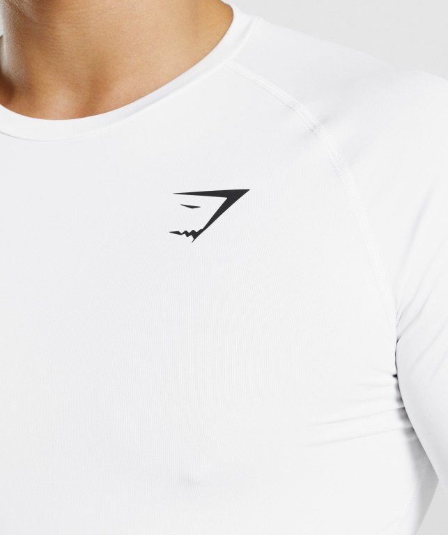 Gymshark Element Baselayer Men's T Shirts White | UAE-65OJYK