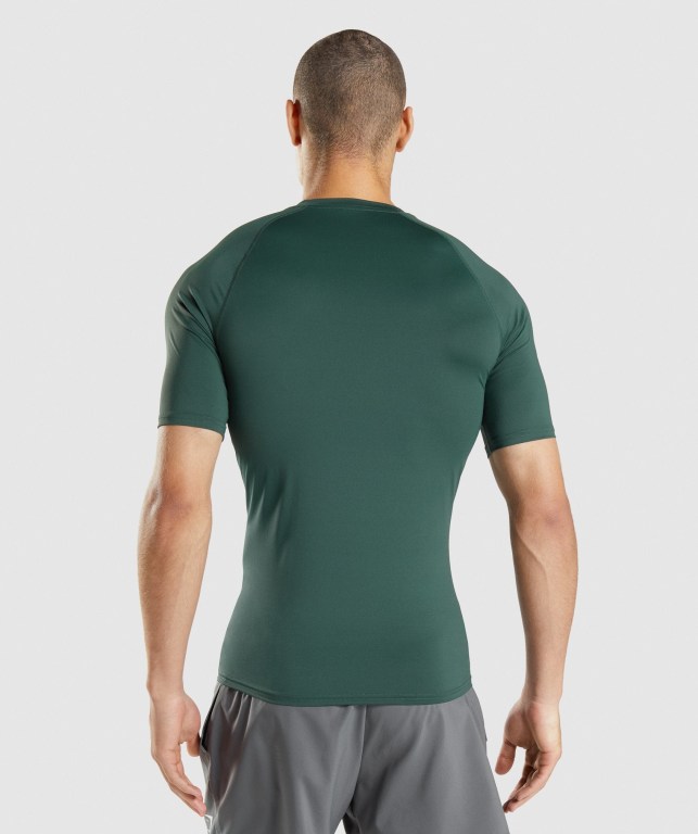 Gymshark Element Baselayer Men's T Shirts Dark Green | UAE-84GCSB