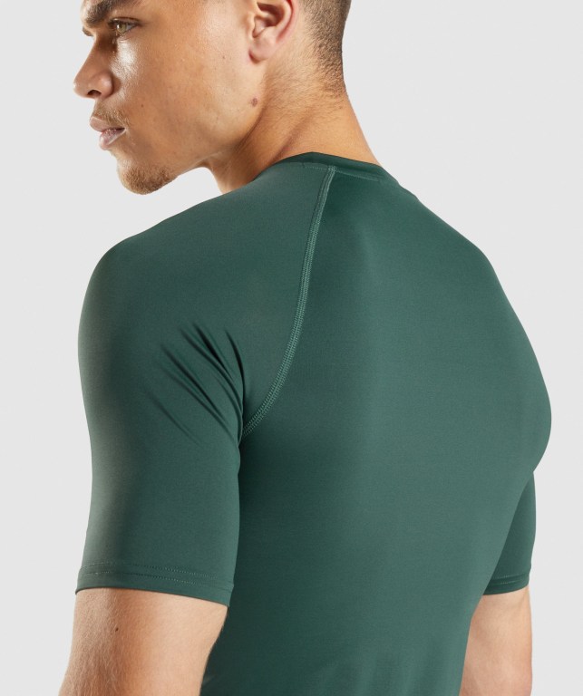 Gymshark Element Baselayer Men's T Shirts Dark Green | UAE-84GCSB