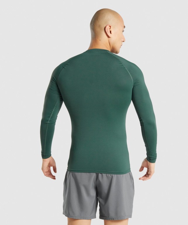 Gymshark Element Baselayer Men's T Shirts Dark Green | UAE-96RJQN